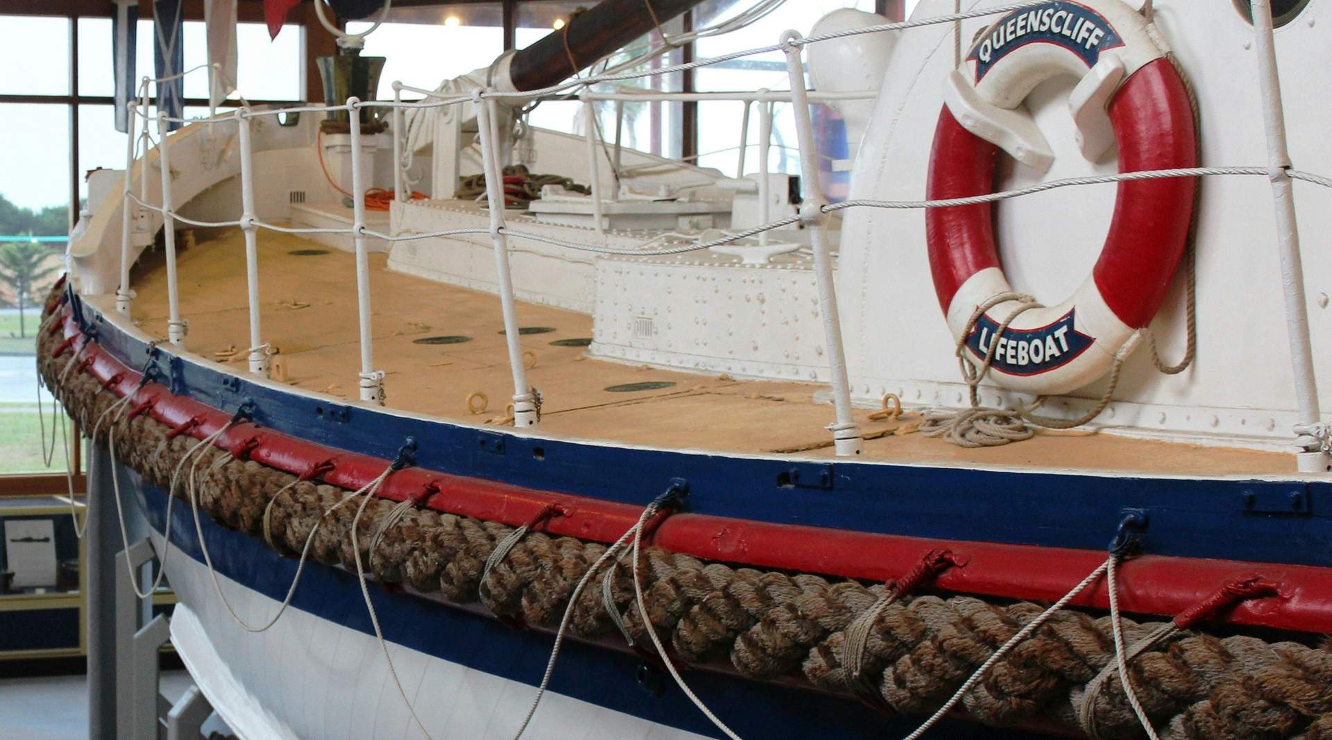 The Queenscliffe lifeboat displayed inside Queenscliffe Maritime Museum