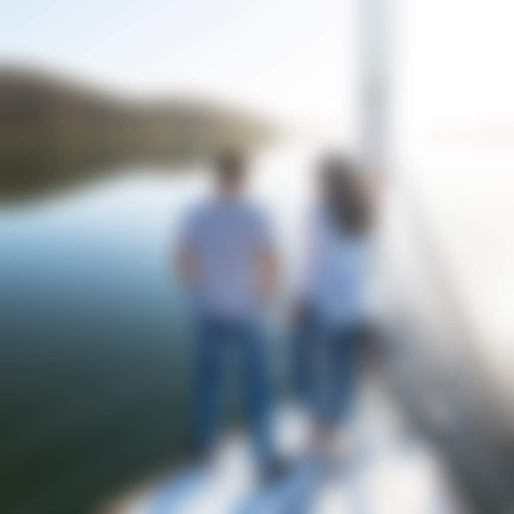 Riviera Nautic couple sailing on Yacht on Gippsland Lakes near Metung