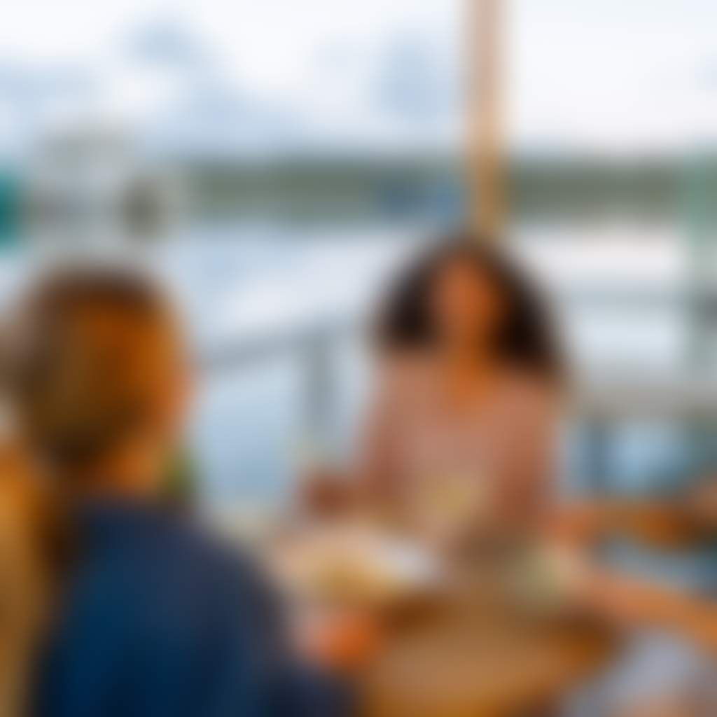 Sodafish ladies dining at floating seafood restaurant at Lakes Entrance