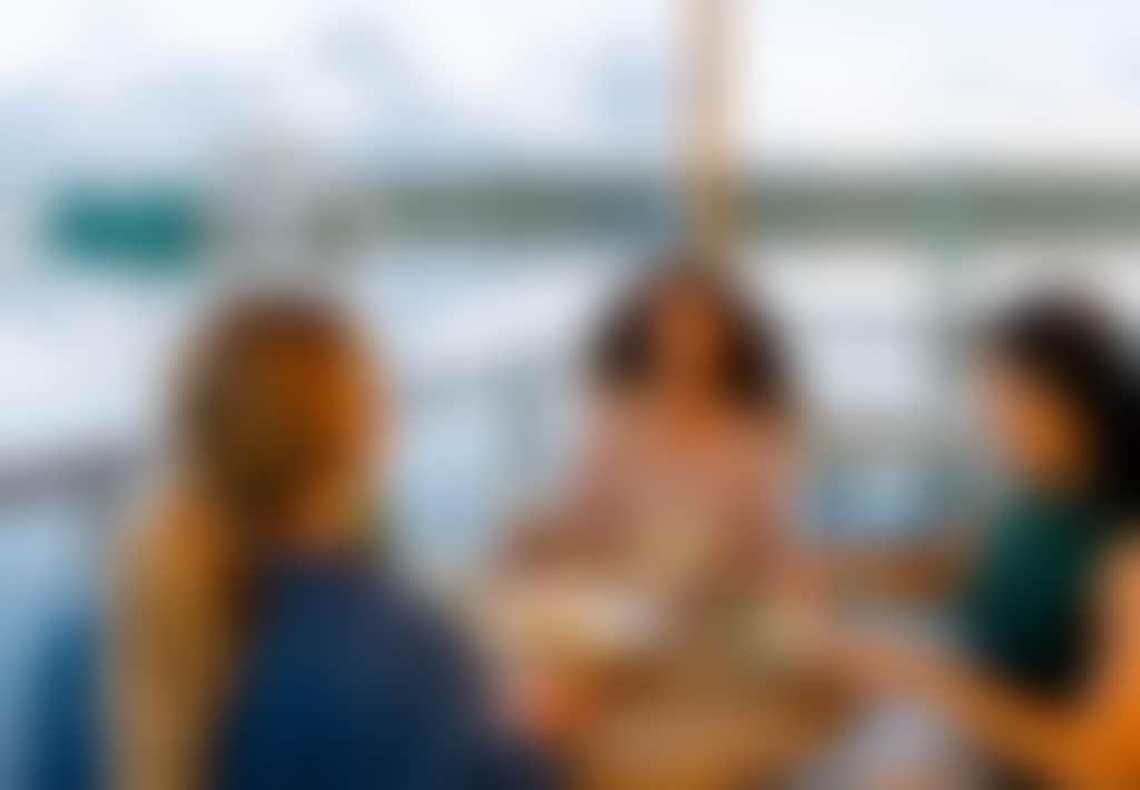 Sodafish ladies dining at floating seafood restaurant at Lakes Entrance