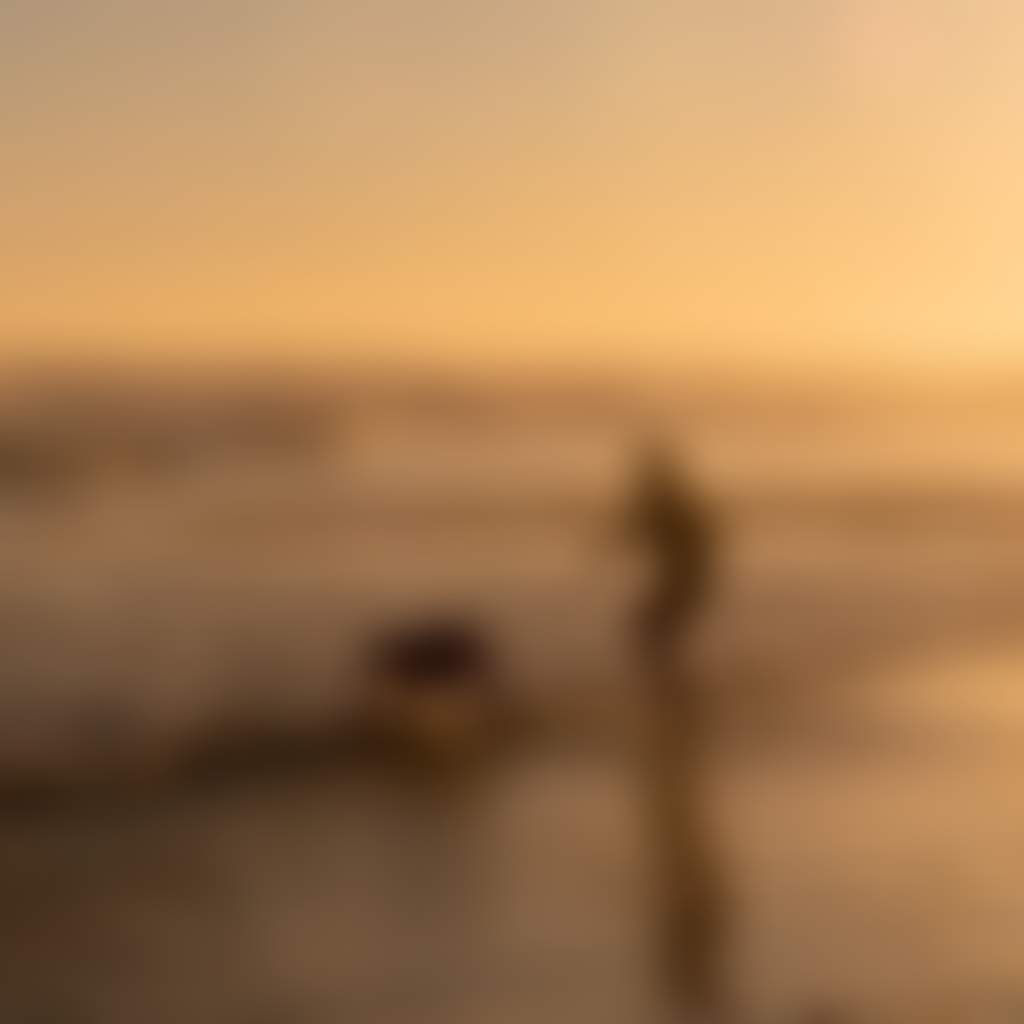 Sunset surfer and girl with dog on beach at Venus Bay South Gippsland CROP