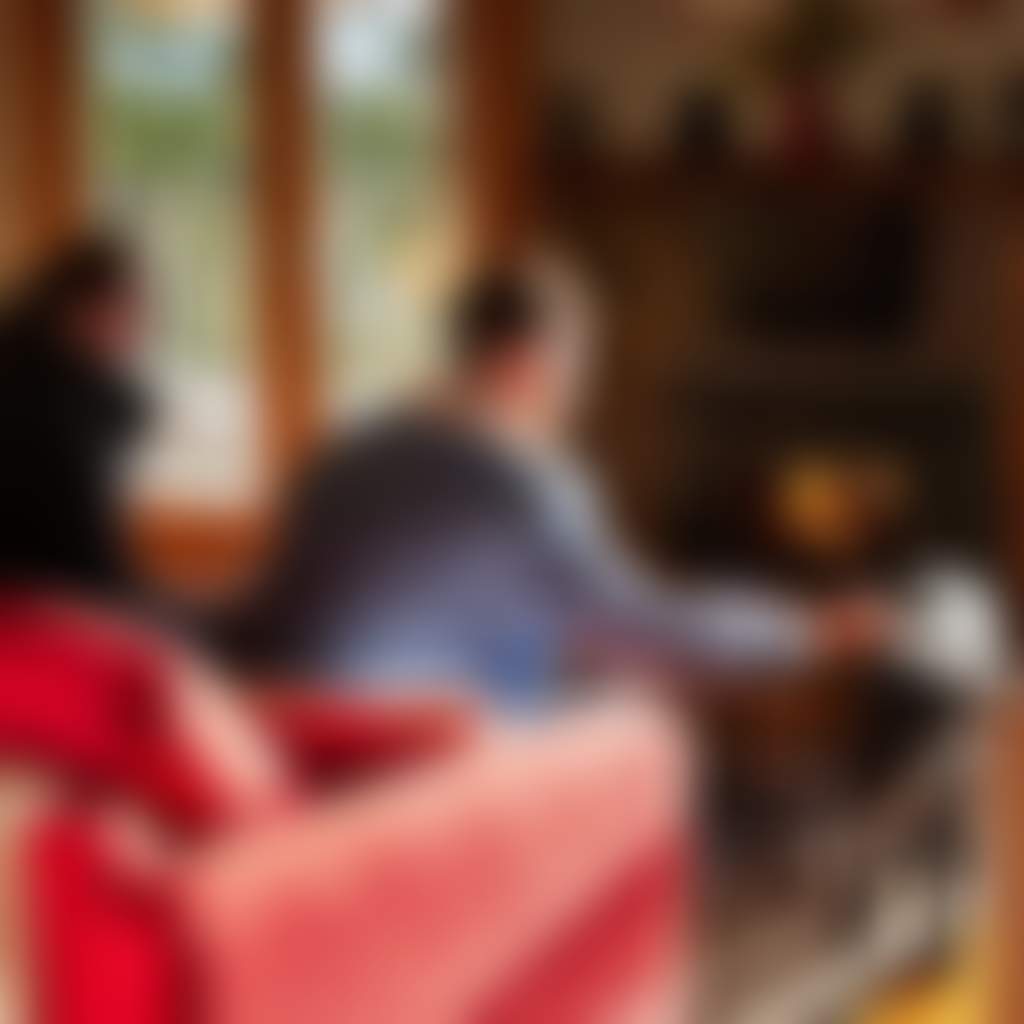 Anderley cottage in Yarragon South couple patting dog by fireplace