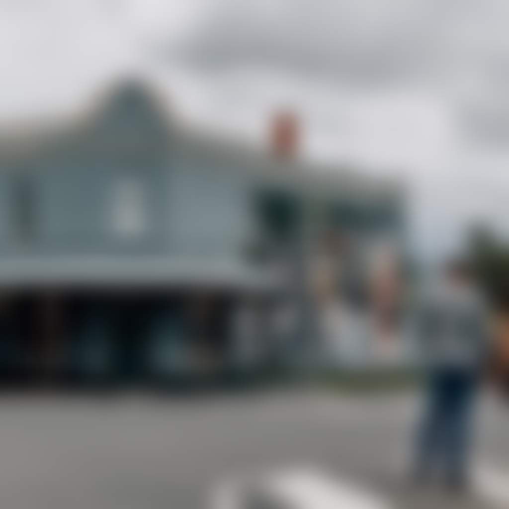 Heesco Town Couple looking at Yarram Murals Federal Coffee Palace building
