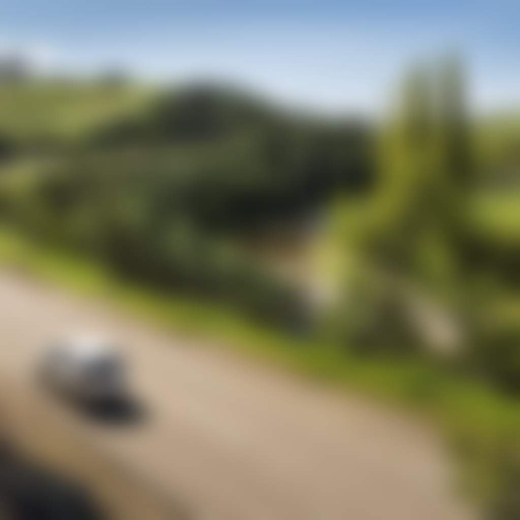 Car Heading Past Tambo River Green Meadows on the Great Alpine Road