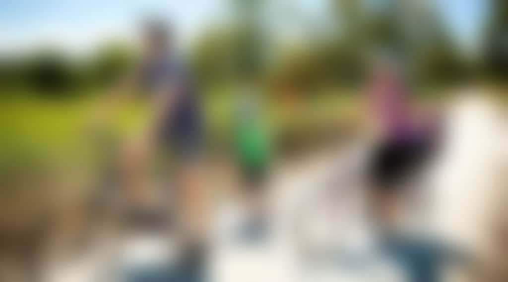 Family of four cycling the Great Southern Rail Trail