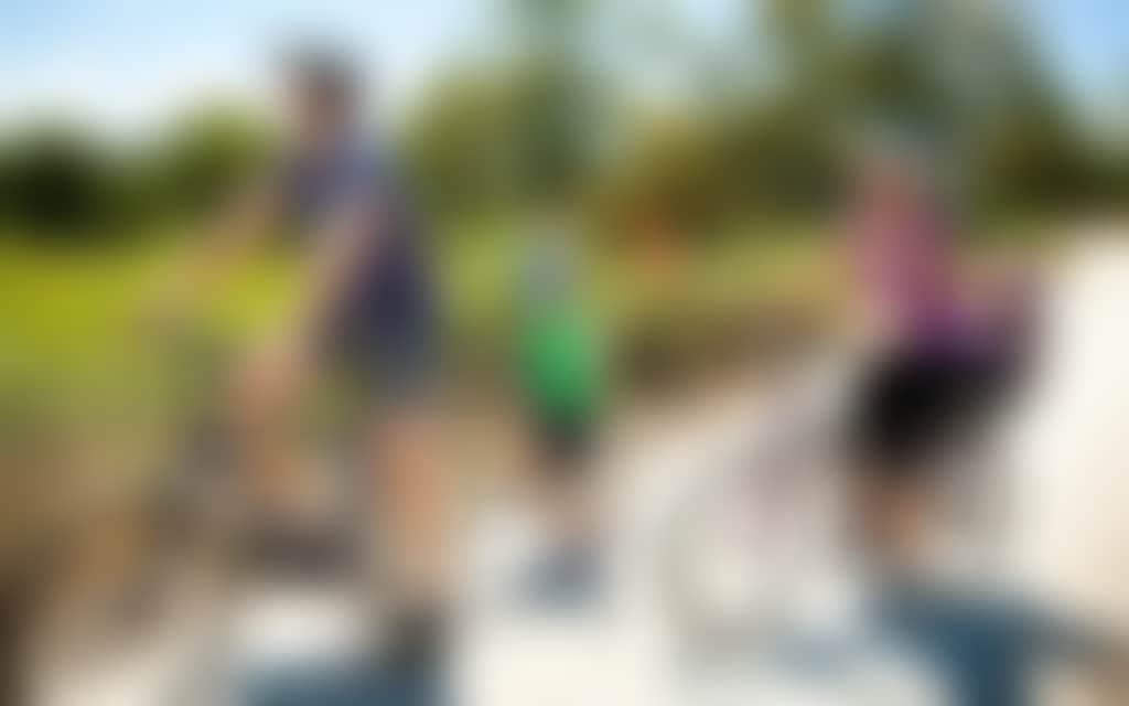 Family of four cycling the Great Southern Rail Trail