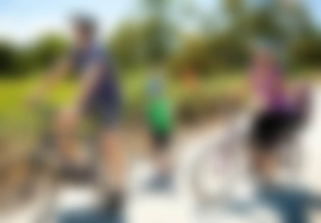 Family of four cycling the Great Southern Rail Trail