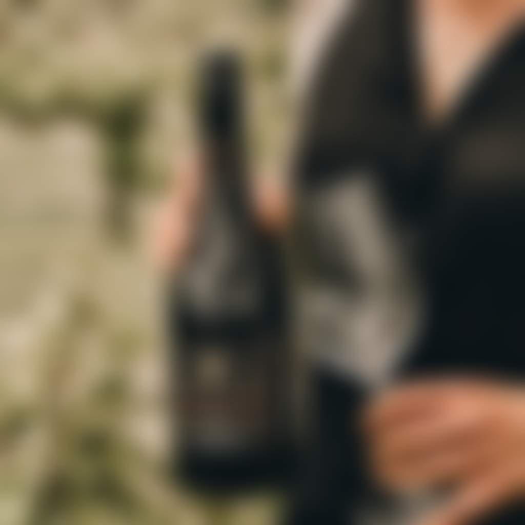 Harman Wines Wattle Bank person holding wine glass and bottle with vineyard in background