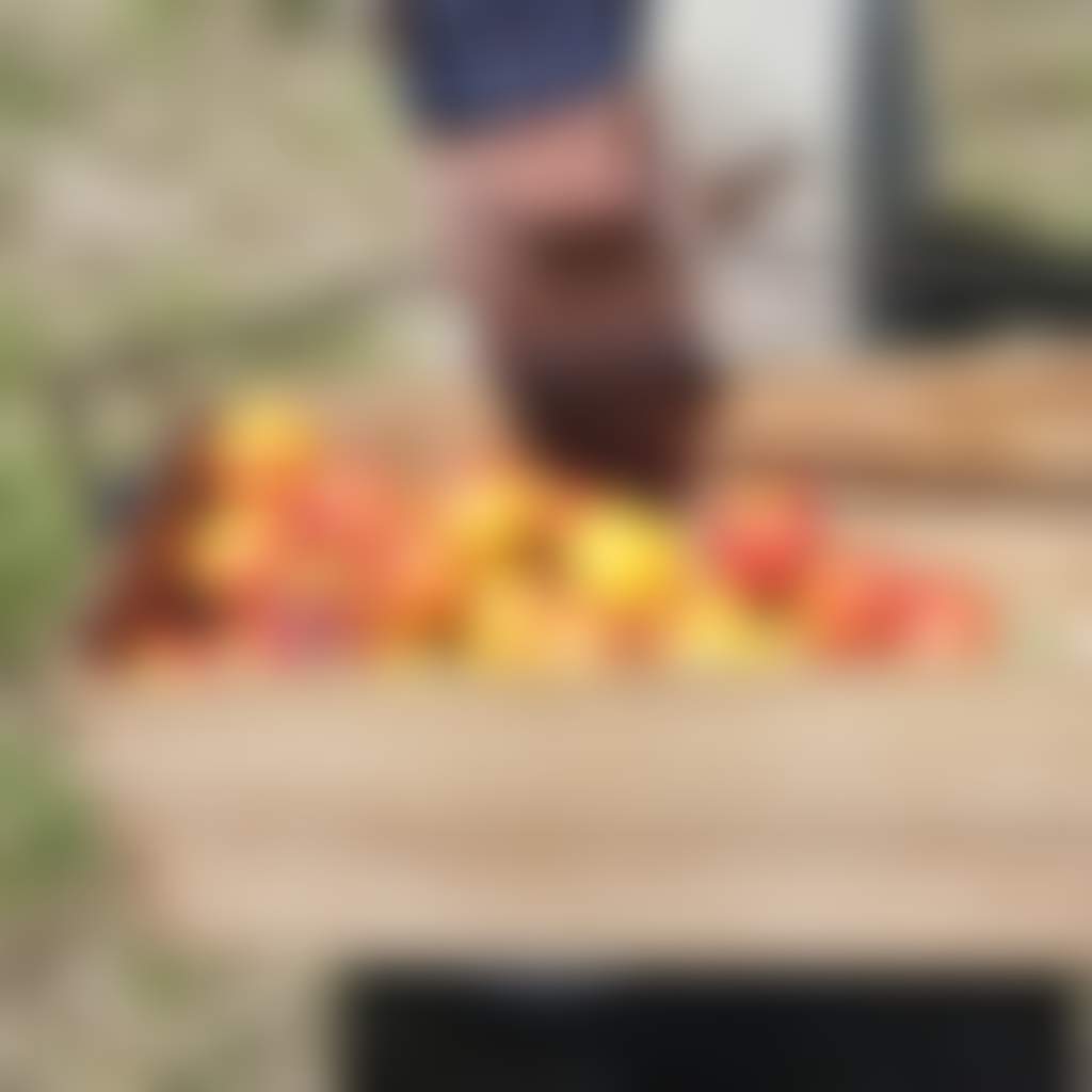Man Holding Crate of Peaches at Twin Rivers Fruit