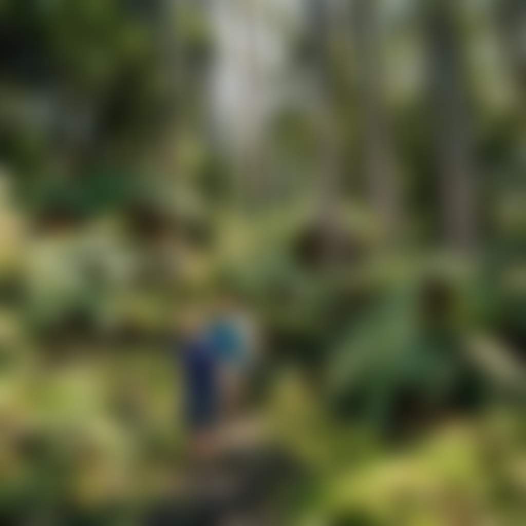 Mushroom Rocks Walk family hiking surrounded by ferns
