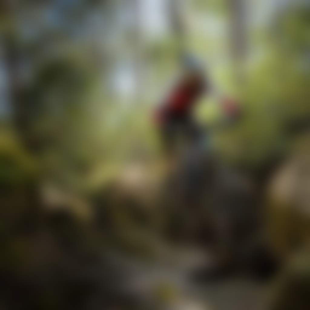 Mt Taylor MTB Park Mountain biker descent over rocks on mountain bike trail