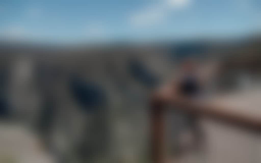 Woman standing on boardwalk overlooking Little River Gorge