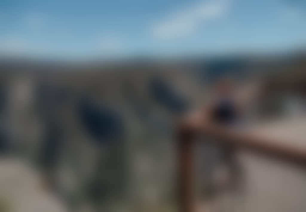 Woman standing on boardwalk overlooking Little River Gorge