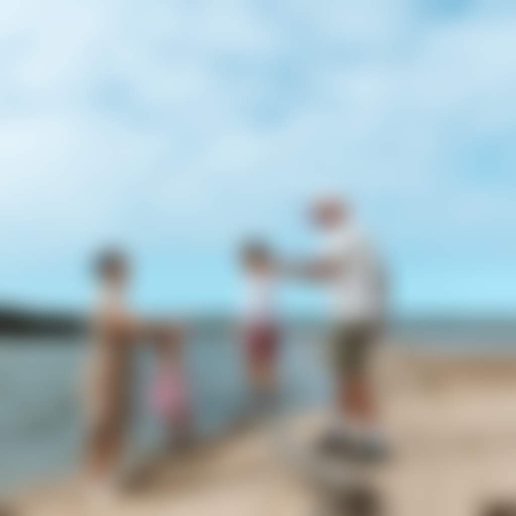 Screw Creek Walk Inverloch family on beach with driftwood