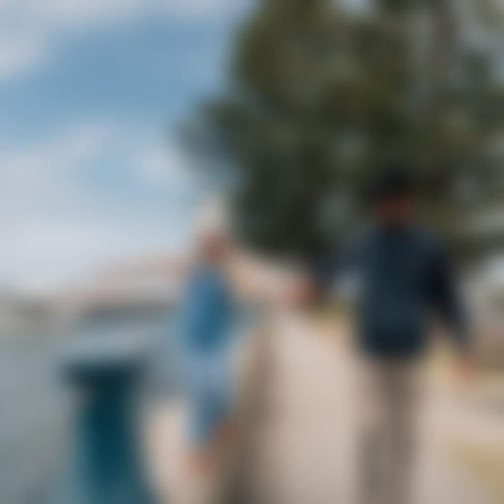 Port Albert father and daughter walking along esplanade at waterfront
