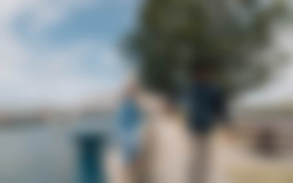 Port Albert father and daughter walking along esplanade at waterfront