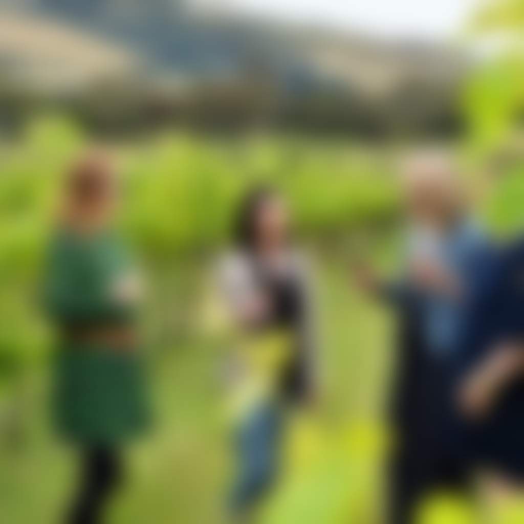 Four women drinking wine in the vineyards at Bass River Winery