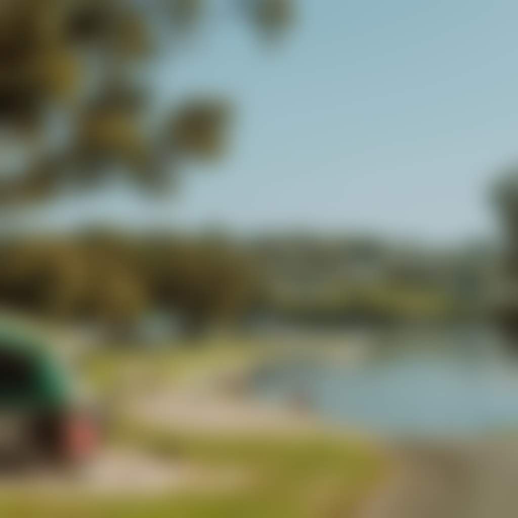 Green camper Trailer at Mallacoota Foreshore Caravan Park