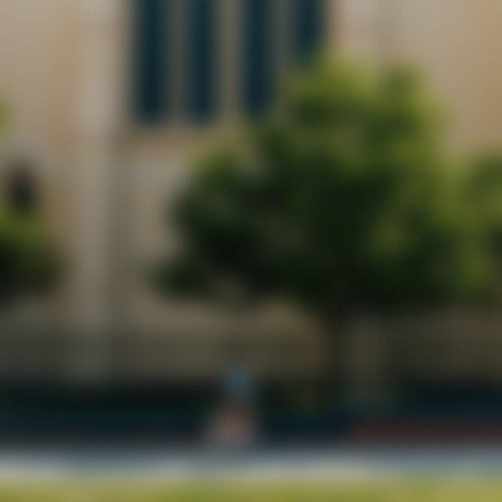 Sale lady walking past church