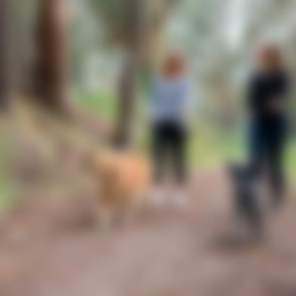 Two girls walking dogs at Boolarra Railway Park on the Grand Ridge Rail Trail