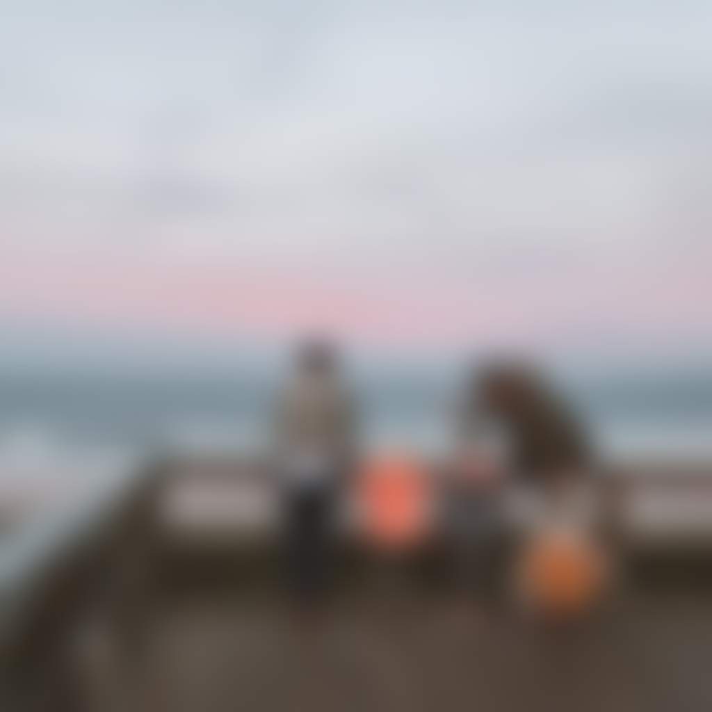 Family at Ned Neales Lookout at sunset Sandy Point