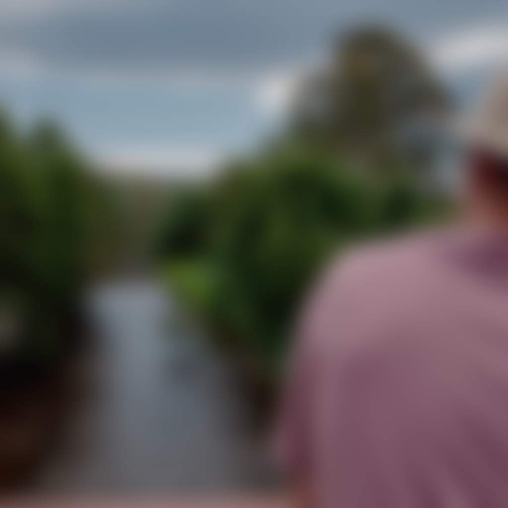 Man in hat on Buchan Swing Bridge looking at the river
