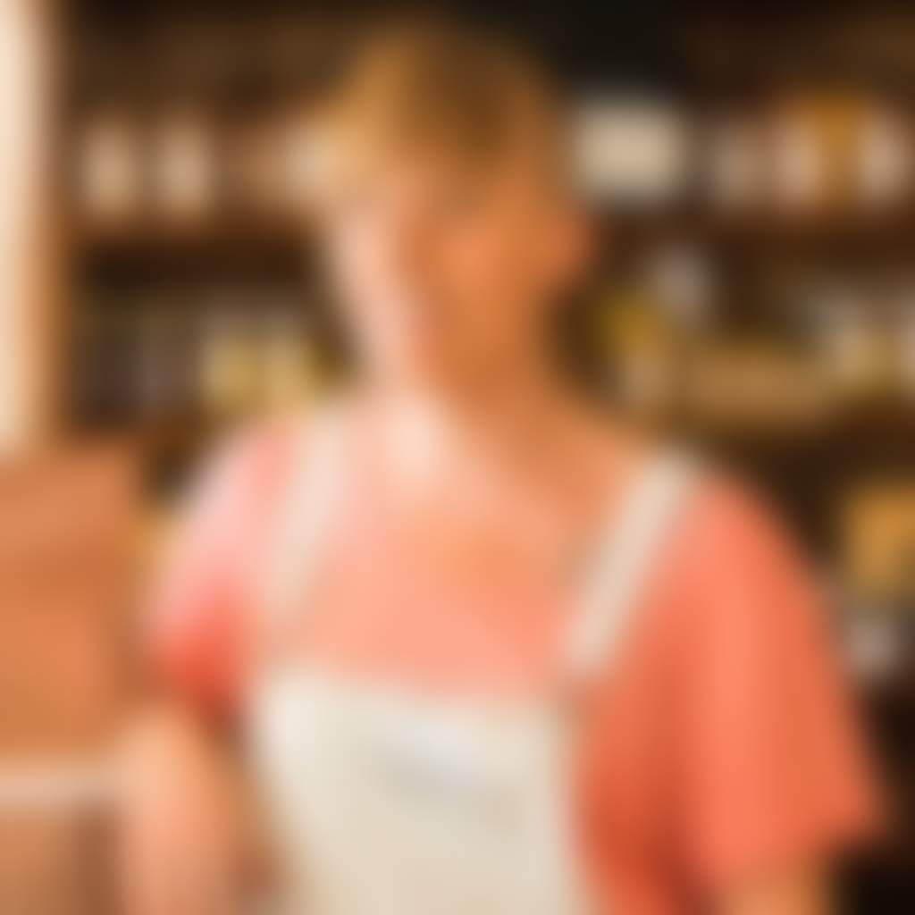 The Meeniyan Store woman working at store standing in front of shelves of jars