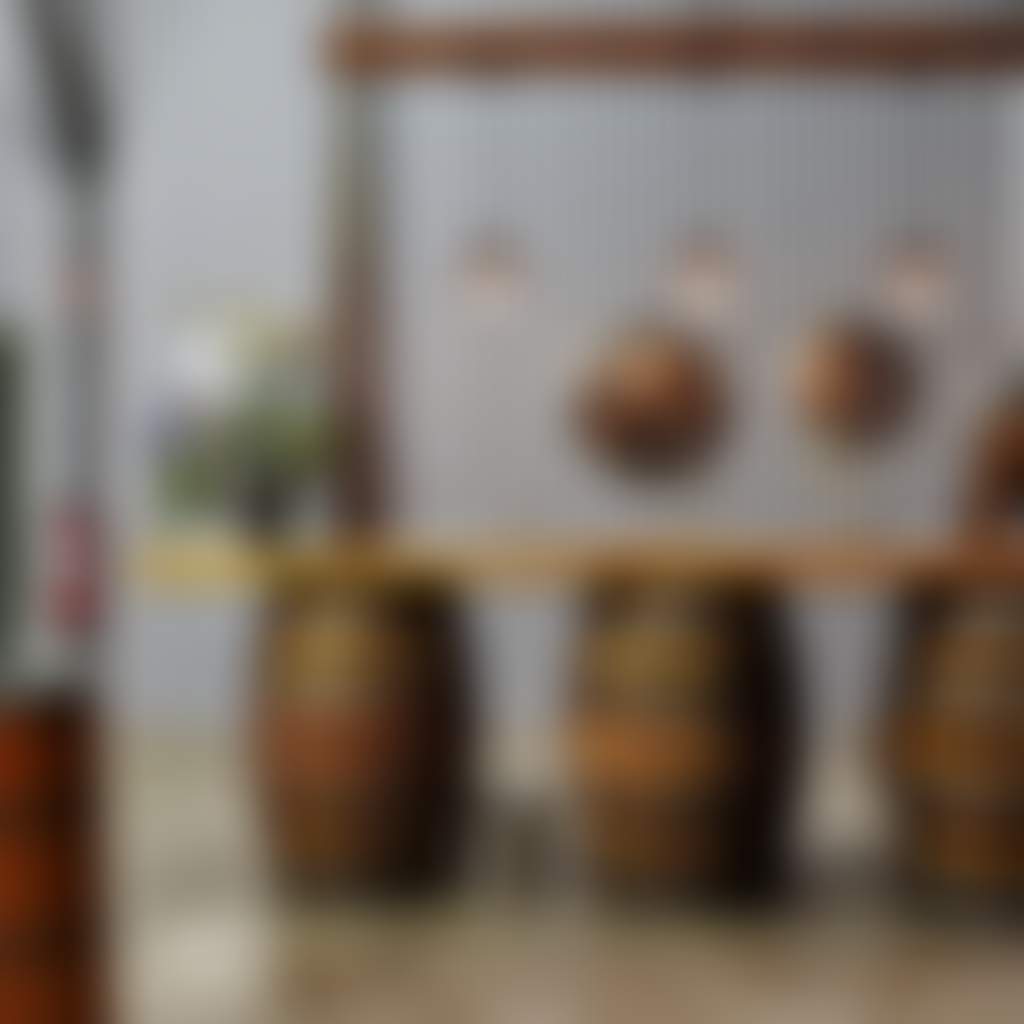 Wine tasting cellar door barrel table at The Wine Farm in Koonwarra