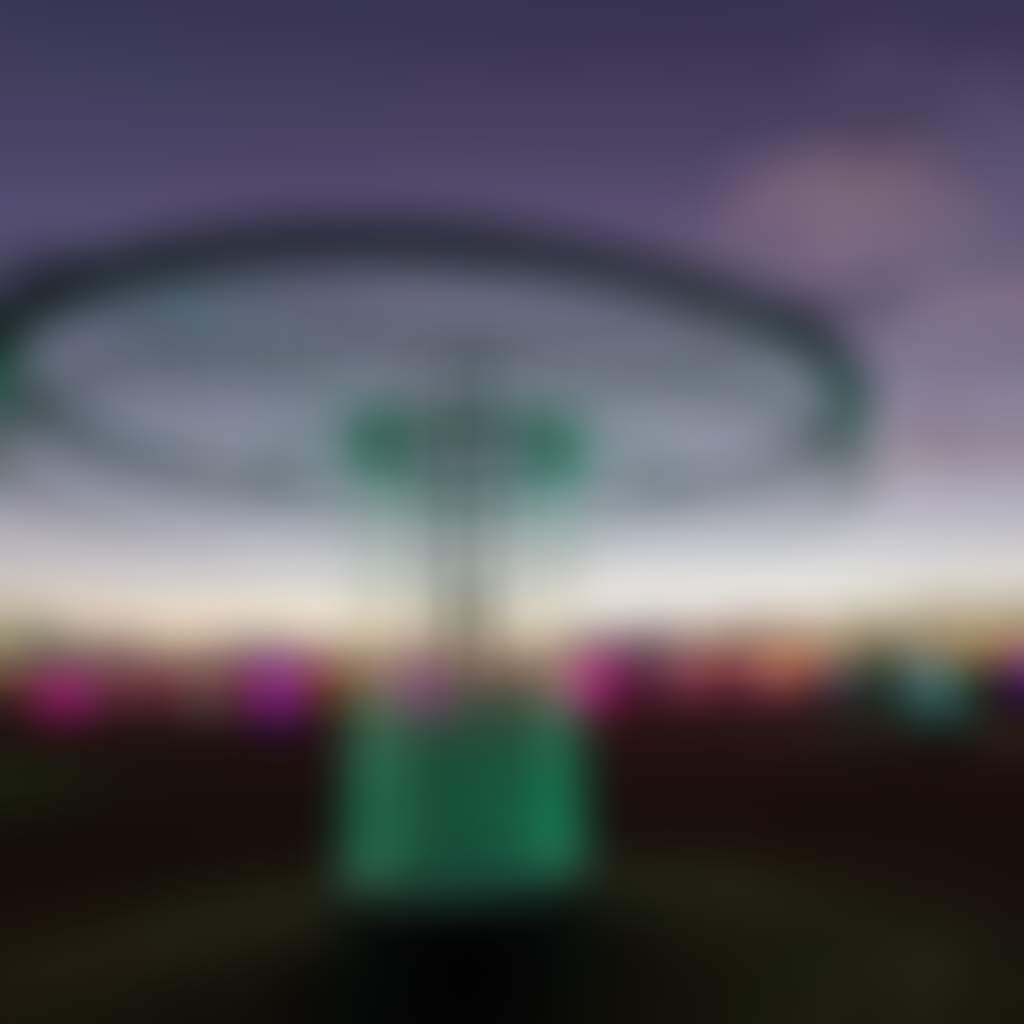 A view of the fluorescent lights of the Fibre Optic Symphonic Orchestra near Wentworth at sunset